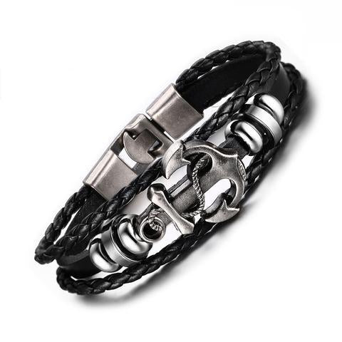 Anchor Bracelet Black -  Charm Bracelets Men Jewelry