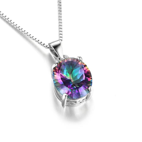 Rainbow Fire Mystic Topaz Concave Oval 925 Sterling Silver