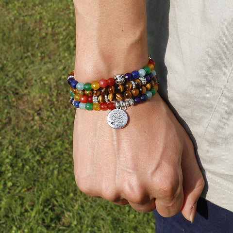 Tree Life 7 Chakras Tiger Eye Beads Healing