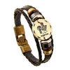 12 zodiac signs Bracelet With Stainless Steel Clasp Leather Bracelet