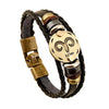 12 zodiac signs Bracelet With Stainless Steel Clasp Leather Bracelet