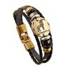 12 zodiac signs Bracelet With Stainless Steel Clasp Leather Bracelet