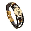 12 zodiac signs Bracelet With Stainless Steel Clasp Leather Bracelet