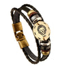 12 zodiac signs Bracelet With Stainless Steel Clasp Leather Bracelet