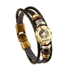 12 zodiac signs Bracelet With Stainless Steel Clasp Leather Bracelet