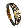 12 zodiac signs Bracelet With Stainless Steel Clasp Leather Bracelet