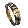 12 zodiac signs Bracelet With Stainless Steel Clasp Leather Bracelet