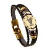 12 zodiac signs Bracelet With Stainless Steel Clasp Leather Bracelet