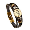 12 zodiac signs Bracelet With Stainless Steel Clasp Leather Bracelet