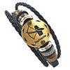 12 zodiac signs Bracelet With Stainless Steel Clasp Leather Bracelet
