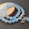 Blue Jade Beads Bracelet with Lucky Tibetan Silver Leaf Pendant