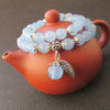 Blue Jade Beads Bracelet with Lucky Tibetan Silver Leaf Pendant