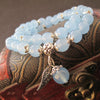 Blue Jade Beads Bracelet with Lucky Tibetan Silver Leaf Pendant