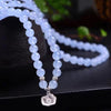 Blue Crystal Bracelets Round Beads Lucky with Silver Flower Pendant