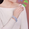 Blue Crystal Bracelets Round Beads Lucky with Silver Flower Pendant